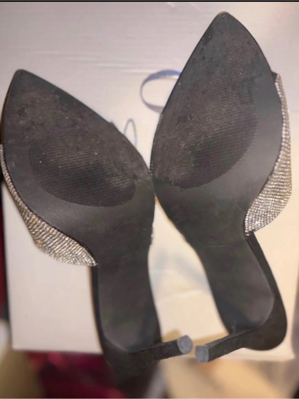 Crystal-Embellished Black Pointed Toe Mule - Picture 3 of 3